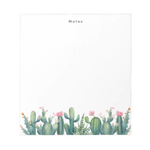 Bloc-note Aquarelle Boho Poted Cactus & Succulents Personnal