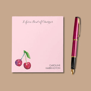 Bloc-note Aquarelle Bowl de cerises Girly Pink Coquette