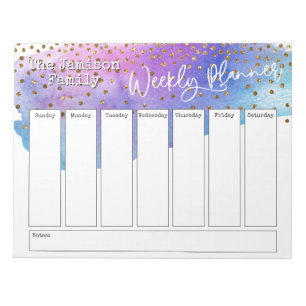 Bloc-note Aquarelle Brushstroke & Confetti Planificateur heb