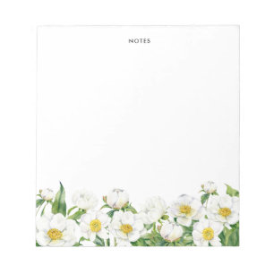 Bloc-note Aquarelle chic Fleurs de printemps blanc personnal