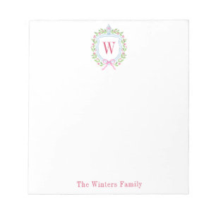 Bloc-note Aquarelle Chinoiserie Ginger Jar Monogram Crest