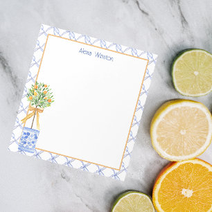 Bloc-note Aquarelle Chinoiserie Orange Tree Topiary