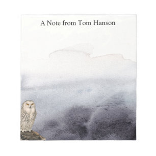 Bloc-note Aquarelle Chouette Bleu Nuages Personnalisés