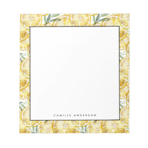 Bloc-note Aquarelle Citron Slices Motif Personnalisé