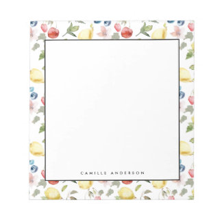 Bloc-note Aquarelle Citrons et baies Motif Personnalisé
