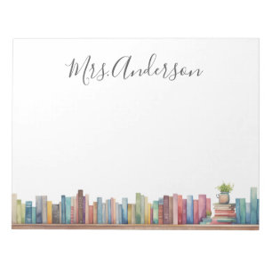 Bloc-note Aquarelle colorée Livres Nom de l'enseignant
