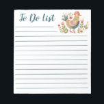 Bloc-note Aquarelle colorée Poulet Folk Art à faire Liste<br><div class="desc">Un bloc-notes mignon à faire liste avec un poulet d'aquarelle coloré d'art populaire. Si mignon pour hiérarchiser vos tâches. Conçu pour vous par Blackberry Boulevard.</div>