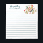 Bloc-note Aquarelle colorée Poulet Folk Art à faire Liste<br><div class="desc">Un bloc-notes personnalisé à faire liste avec un poulet d'aquarelle coloré d'art populaire. Si mignon pour hiérarchiser vos tâches. Conçu pour vous par Blackberry Boulevard.</div>