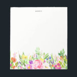 Bloc-note Aquarelle colorée Printemps fleurit Floral<br><div class="desc">Tampon coloré et fantaisiste avec des pivoines aquarelles,  tulipes et autres fleurs. Ce sera un accent féminin parfait pour votre bureau.</div>