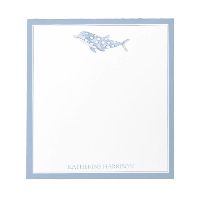 Bloc-note Aquarelle côtière bleu Polka Dot Dolphin (Devant)