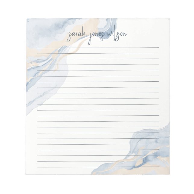 Bloc-note Aquarelle Côtière Bleue Abstraite Beige (Devant)