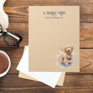 Bloc-note Aquarelle Cute Apricot Goldendoodle Monogrammé