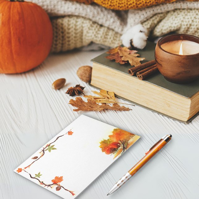 Bloc-note Aquarelle d'automne (Watercolor Orange Funtional Autumn Notepad)