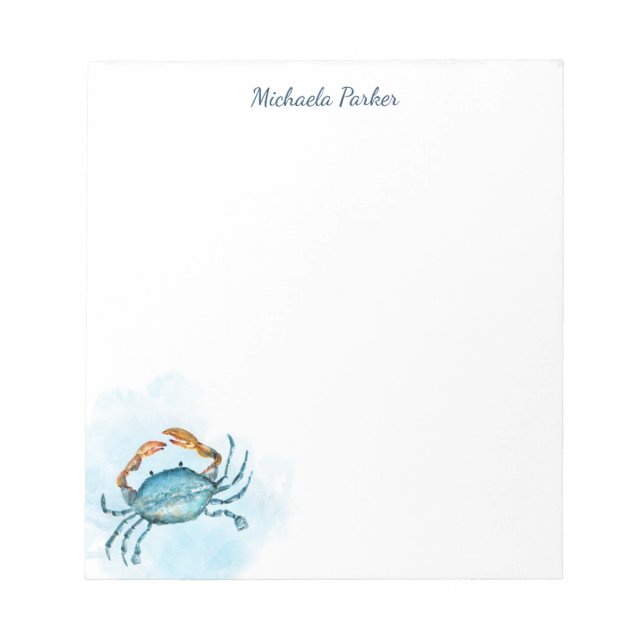 Bloc-note Aquarelle de crabe bleu Océan Personnalisé (Devant)
