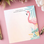 Bloc-note Aquarelle de Flamant rose rose tropical personnali<br><div class="desc">Ce bloc-notes personnalisé est doté d'un flamant rose vif entouré de feuilles tropicaux luxuriants, encadré par un arrière - plan pastel d'aquarelle. Le design élégant et ludique conviendra parfaitement aux amateurs de flamingo, aux amateurs de décoration tropicale et aux amateurs de papeterie design. Customisez le texte en haut pour une...</div>