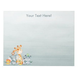 Bloc-note Aquarelle de Monnaie Grise Cute Safari Jungle Anim