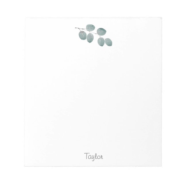 Bloc-note Aquarelle Dollar d'argent Feuilles Eucalyptus (Devant)