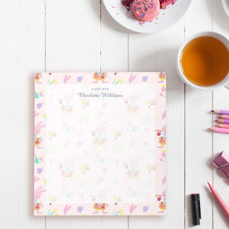 Bloc-note Aquarelle douce rose pâle lapin Nom du motif