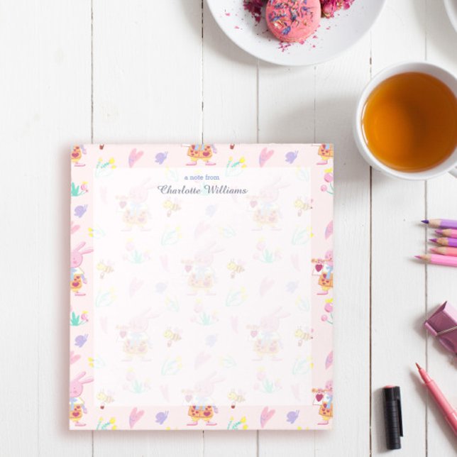 Bloc-note Aquarelle douce rose pâle lapin Nom du motif (Créateur téléchargé)