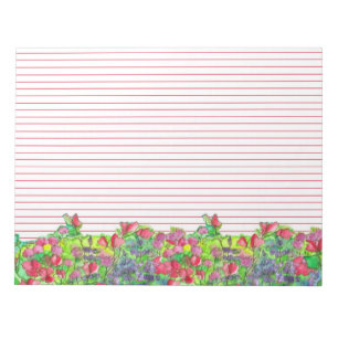 Bloc-note Aquarelle Doux Fleurs de Pois Rouge