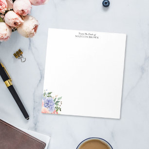 Bloc-note Aquarelle Fleur Hydrangea Bleu Rose