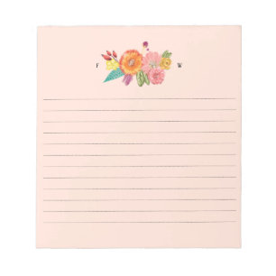 Bloc-note Aquarelle fleur sauvage Bouquet floral Initiales