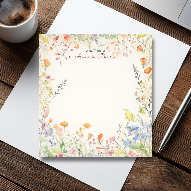 Bloc-note Aquarelle Fleur sauvage douce Pastel Floral (Watercolor Wildflowers Soft Pastel Floral Notepad)