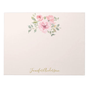 Bloc-note Aquarelle Fleur Sauvage Luxuriante Floral Rose Ten