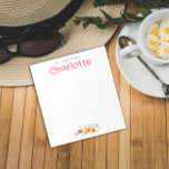 Bloc-note Aquarelle fleur sauvage orange vintage<br><div class="desc">Fleur botanique jaune orangé rouge aquarelle Notepad. Papeterie personnalisée. Ajoutez votre nom.</div>