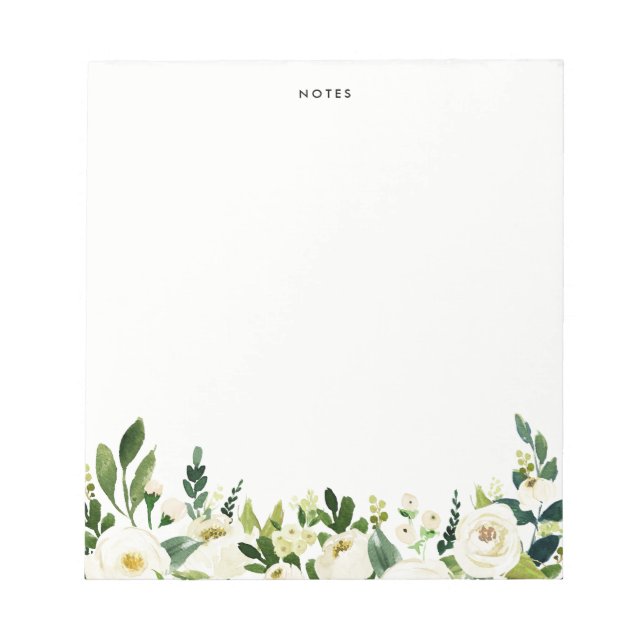 Bloc-note Aquarelle Fleurs de printemps blanches personnalis (Devant)