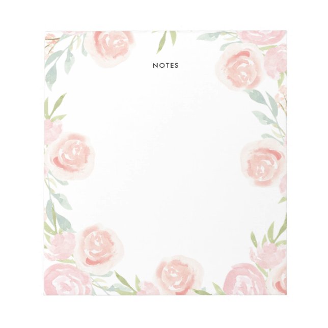 Bloc-note Aquarelle Fleurs Roses Roses Roses Roses Rouges Pe (Devant)