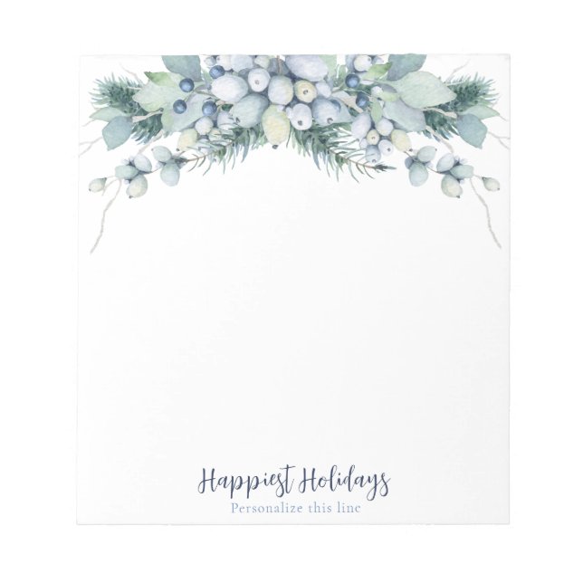 Bloc-note Aquarelle Floral Boho Hiver Personnalisé (Devant)
