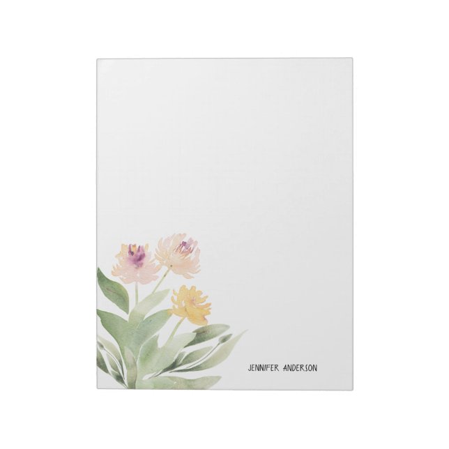 Bloc-note Aquarelle Floral Moderne de Printemps avec Feuilla (Tourné)