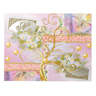 Bloc-note Aquarelle Florale Arc-en-ciel Papillon Gold Arbre