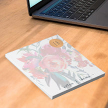 Aquarelle florale monogrammed cercle en cuivre cla