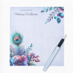 Bloc-note Aquarelle Florale Peacock Personnalisée