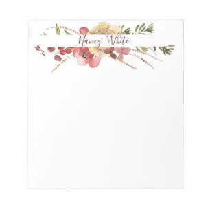 Bloc-note Aquarelle florale personnalisée