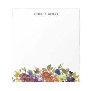 Bloc-note Aquarelle florale personnalisée