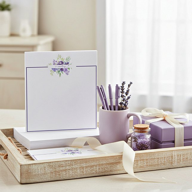 Bloc-note Aquarelle florale personnalisée lilas (Créateur téléchargé)