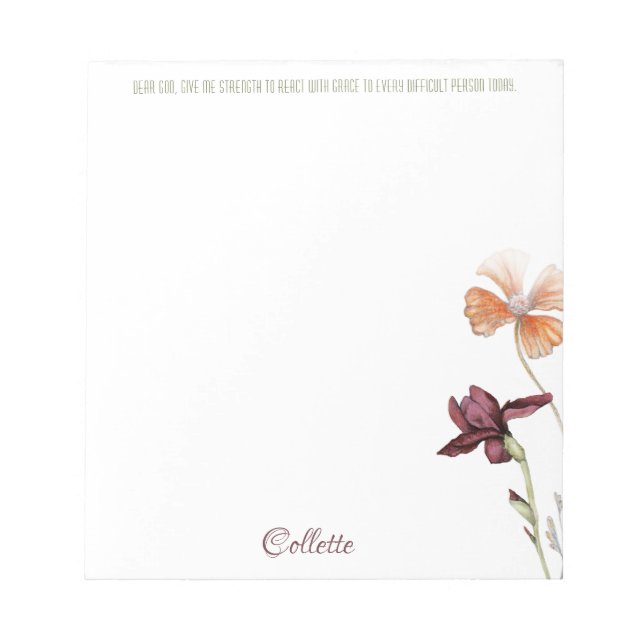 Bloc-note Aquarelle Florale Prière simple personnalisée  (Devant)