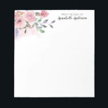 Bloc-note Aquarelle florale rose pastel moderne Script<br><div class="desc">Bloc-notes moderne Blush Pastel rose Floral Aquarelle Script</div>