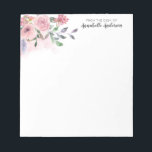 Bloc-note Aquarelle florale rose pastel moderne Script<br><div class="desc">Bloc-notes moderne Blush Pastel rose Floral Aquarelle Script</div>