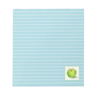 Bloc-note Aquarelle Golden Delicious Green Apple Bleu Liné