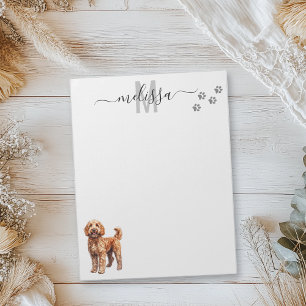 Bloc-note Aquarelle Goldendoodle Monogramme Personnalisé