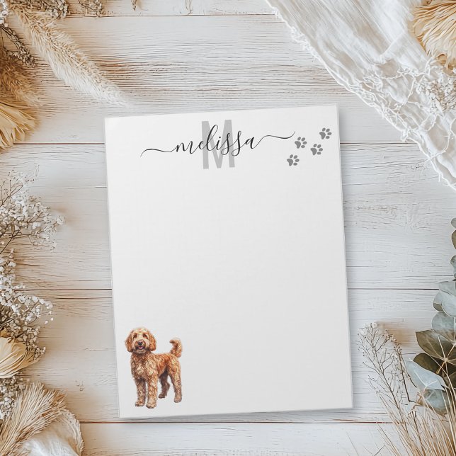 Bloc-note Aquarelle Goldendoodle Monogramme Personnalisé (Créateur téléchargé)