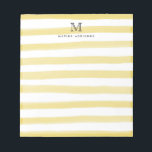 Bloc-note Aquarelle jaune clair rayures Monogramme<br><div class="desc">Le design comprend une initiale et un nom monogramme personnalisés dans une police typographique simple et moderne avec une bande de brosse claire jaune clair mignon,  moderne et élégant.</div>