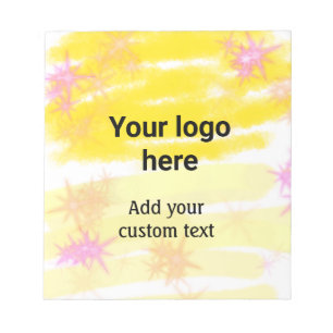 Bloc-note Aquarelle jaune simple ajoutez votre logo texte pe