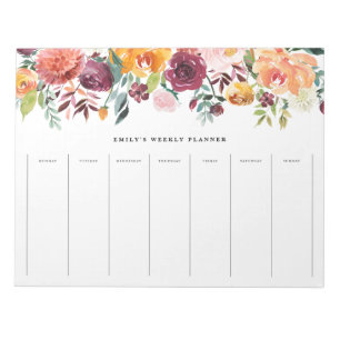 Bloc-note Aquarelle L'automne fleurit Garland Weekly Planner