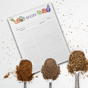 Bloc-note Aquarelle Légumes, Recettes culinaires