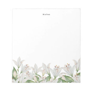 Bloc-note Aquarelle Lily Fleurs de printemps blanc Personnal